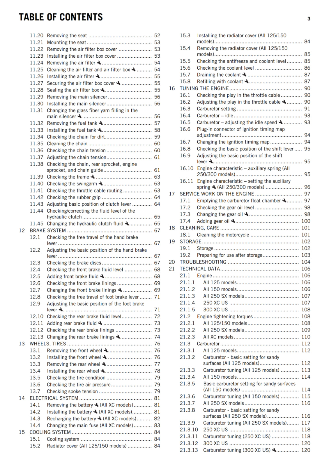 KTM 2017 - 125 150 250 300 SX XC - OWNERS MANUAL USER GUIDE