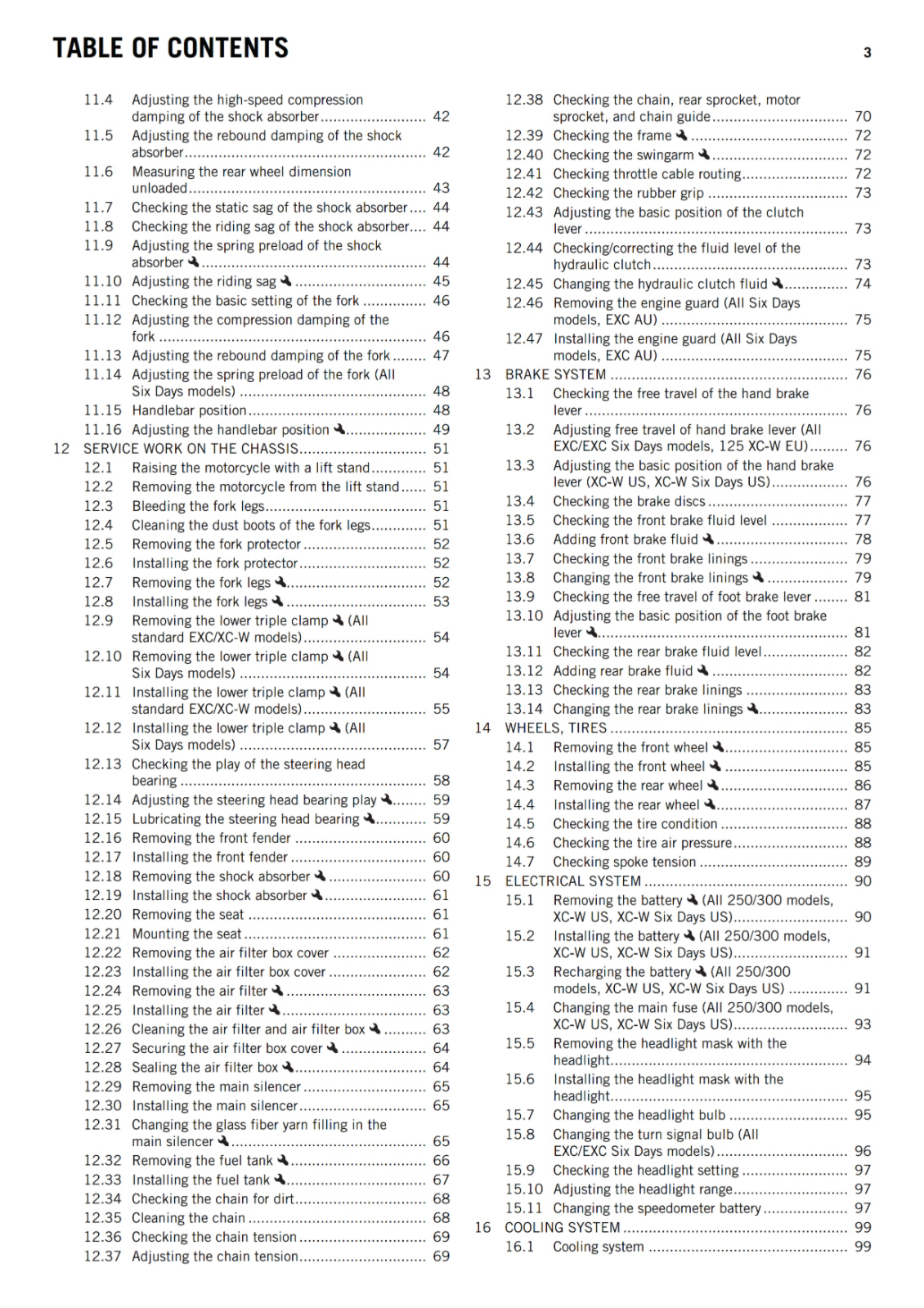 KTM 2017 - 125 150 250 300 XC-W EXC - OWNERS MANUAL USER GUIDE