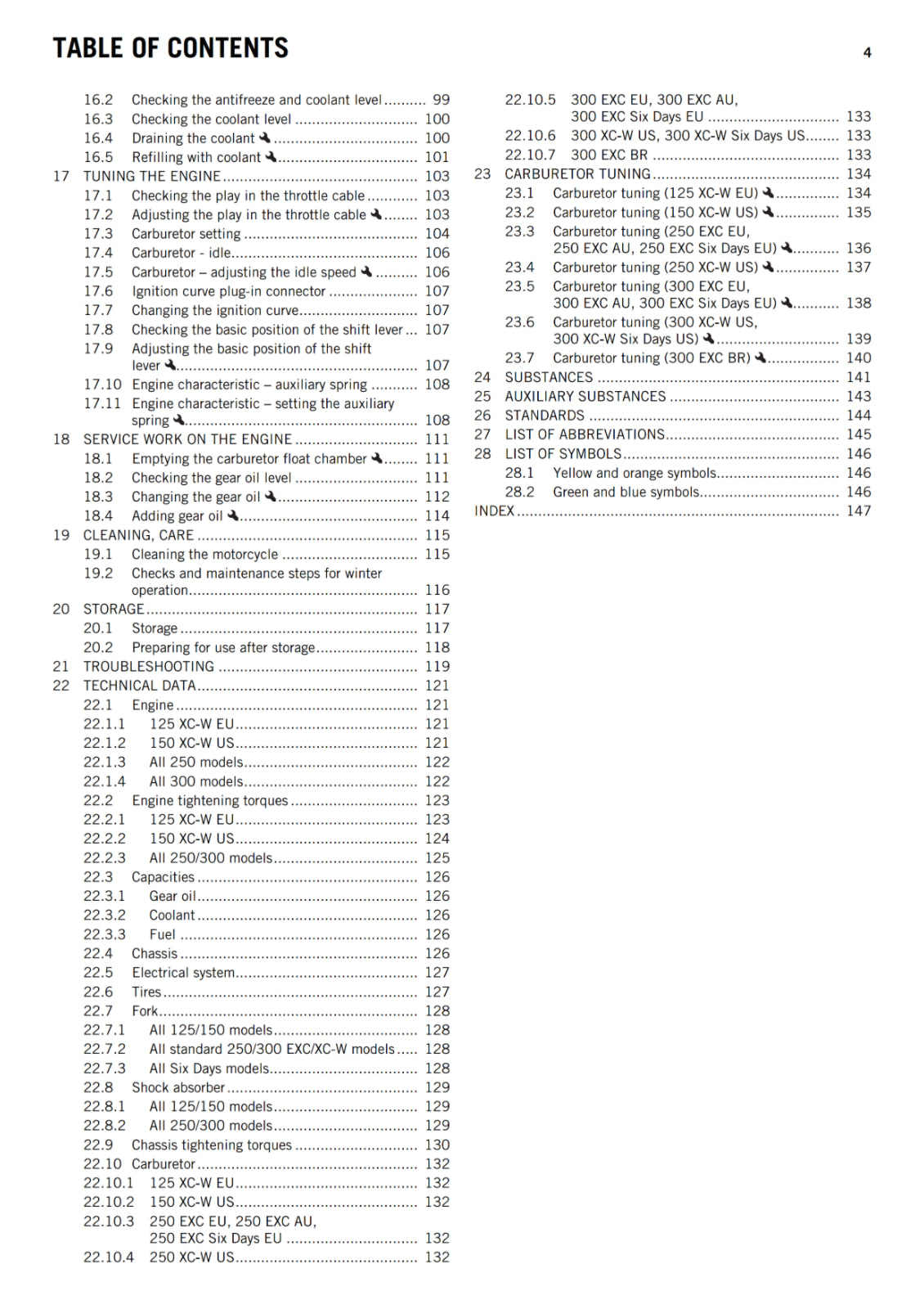 KTM 2017 - 125 150 250 300 XC-W EXC - OWNERS MANUAL USER GUIDE