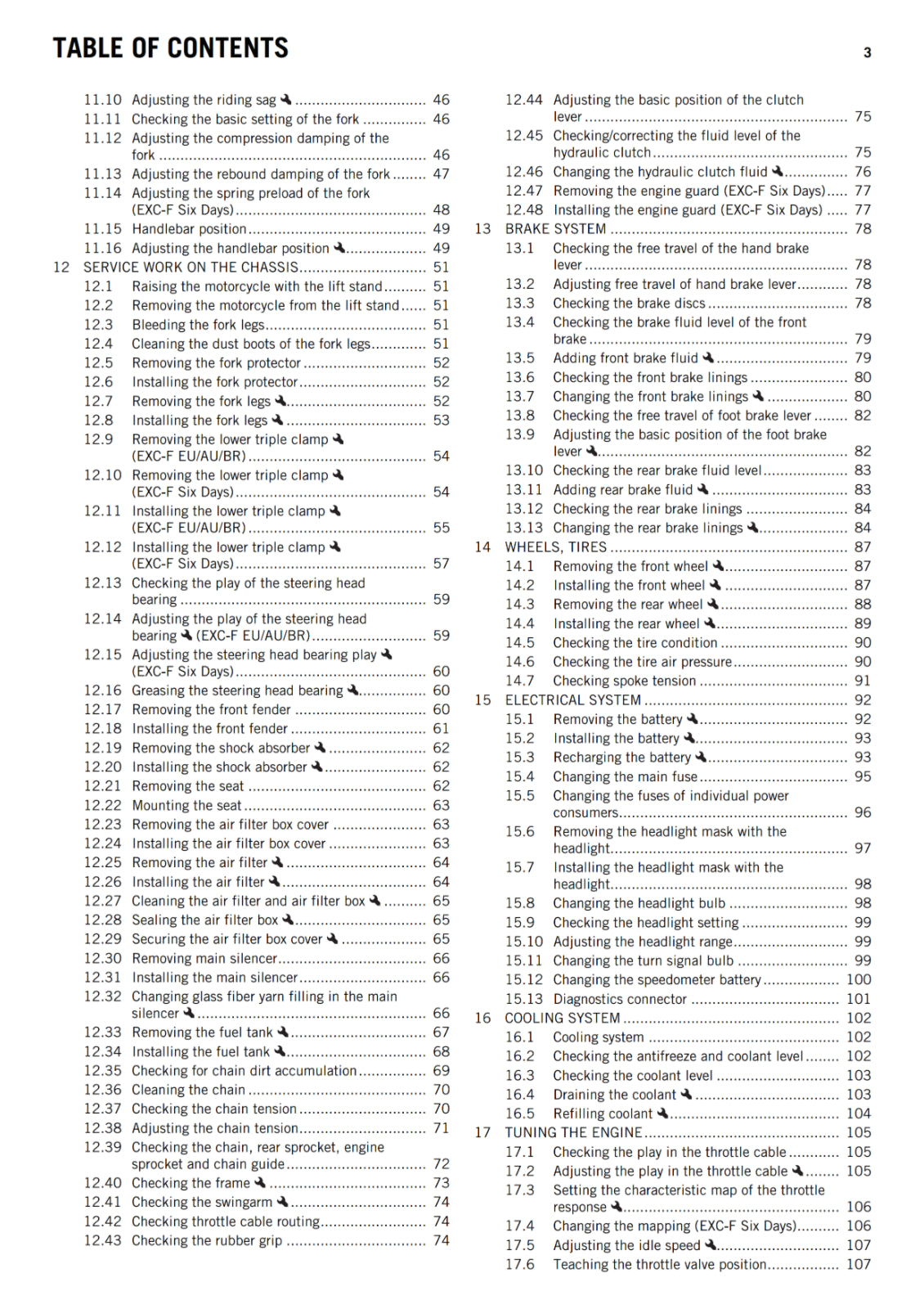 KTM 2017 - 250 EXC-F - OWNERS MANUAL USER GUIDE