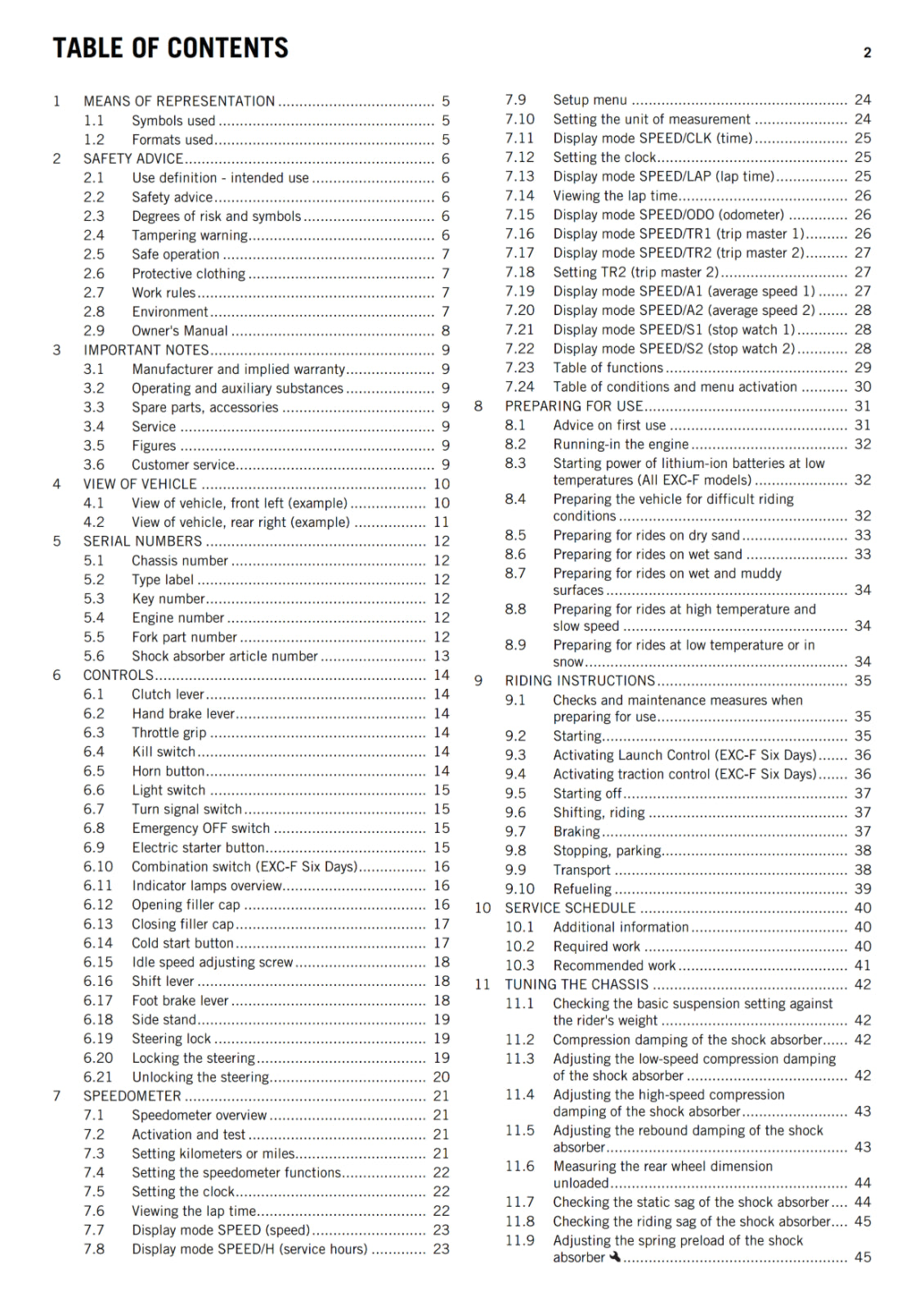 KTM 2017 - 350 EXC-F - OWNERS MANUAL USER GUIDE