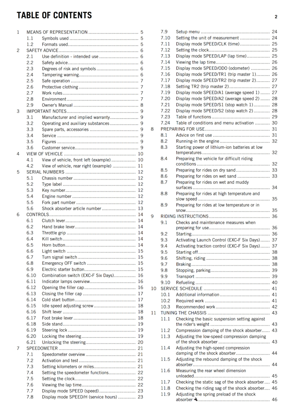 KTM 2017 - 450 500 EXC-F - OWNERS MANUAL USER GUIDE