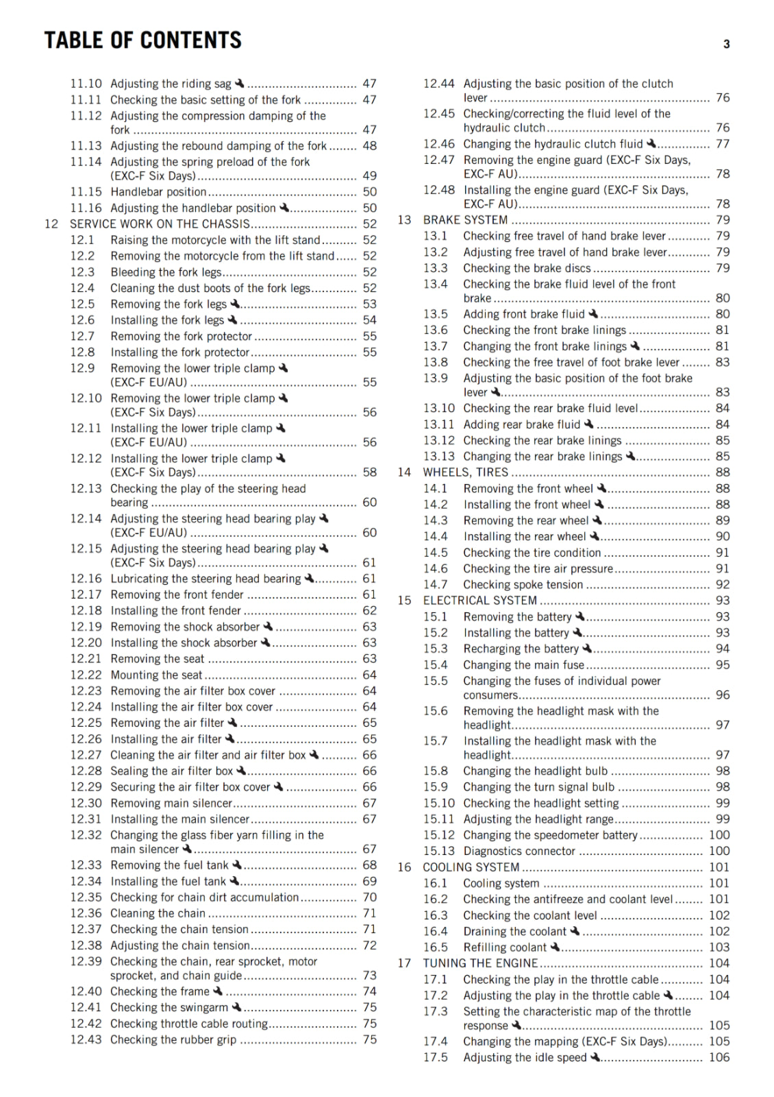KTM 2017 - 450 500 EXC-F - OWNERS MANUAL USER GUIDE