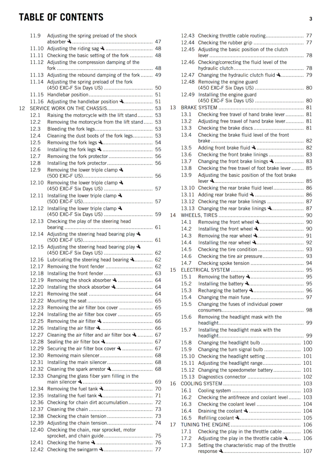KTM 2017 - 450 500 EXC-F SIX DAYS - OWNERS MANUAL USER GUIDE