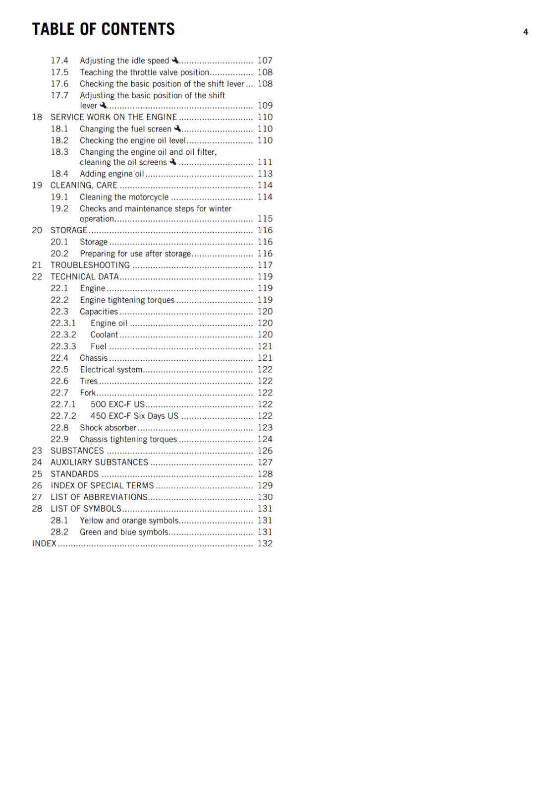 KTM 2017 - 450 500 EXC-F SIX DAYS - OWNERS MANUAL USER GUIDE
