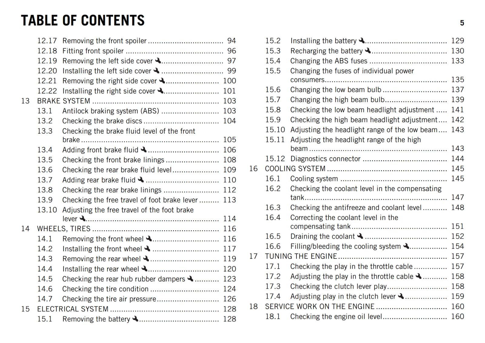 KTM 2017 - RC 125 - OWNERS MANUAL USER GUIDE