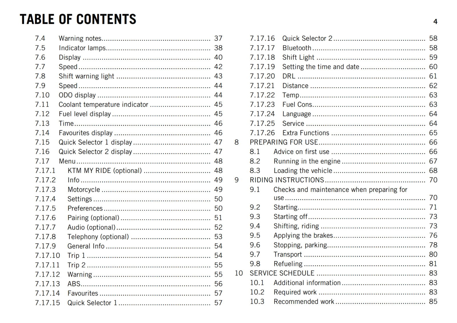 KTM 2017 - 125 DUKE - OWNERS MANUAL USER GUIDE