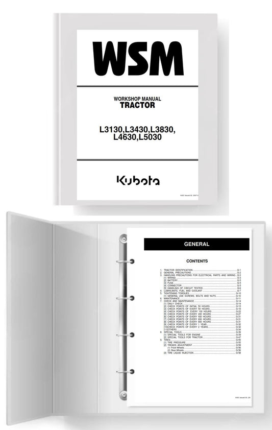 KUBOTA TRACTOR L3130 L3430 L3830 L4630 L5030 WORKSHOP SERVICE REPAIR