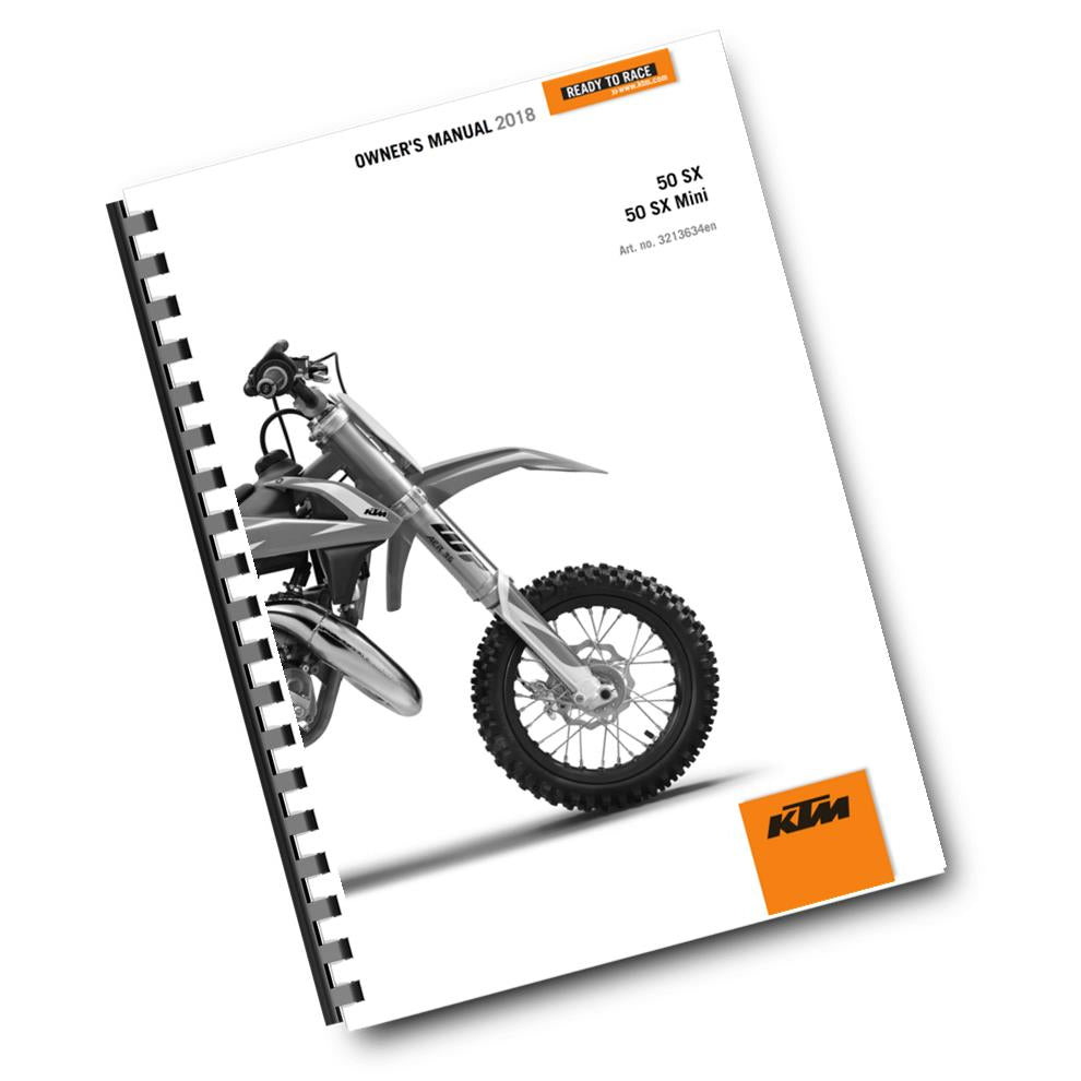 KTM 2018 - 50 SX MINI - OWNERS MANUAL USER GUIDE