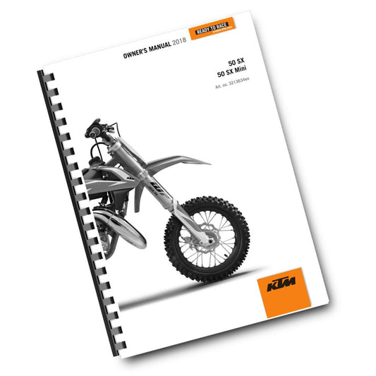 KTM 2018 - 50 SX MINI - OWNERS MANUAL USER GUIDE