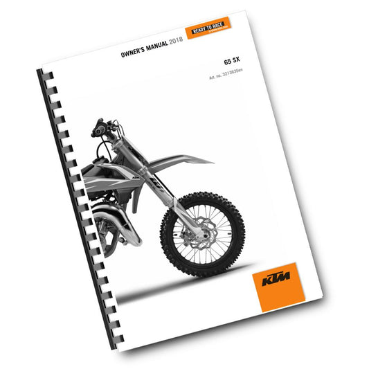 KTM 2018 - 65 SX - OWNERS MANUAL USER GUIDE