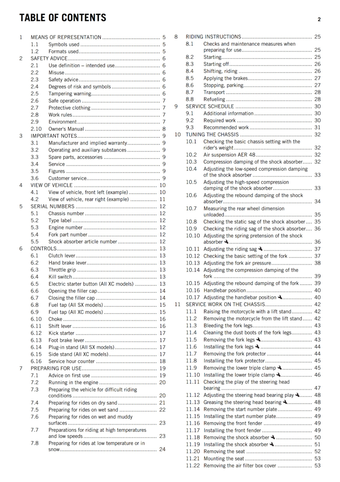 KTM 2018 - 250 300 SX XC - OWNERS MANUAL USER GUIDE