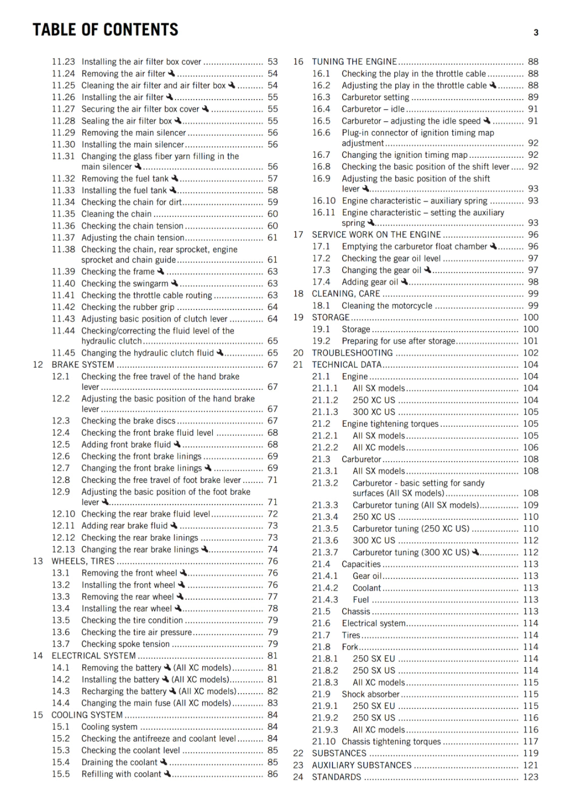 KTM 2018 - 250 300 SX XC - OWNERS MANUAL USER GUIDE