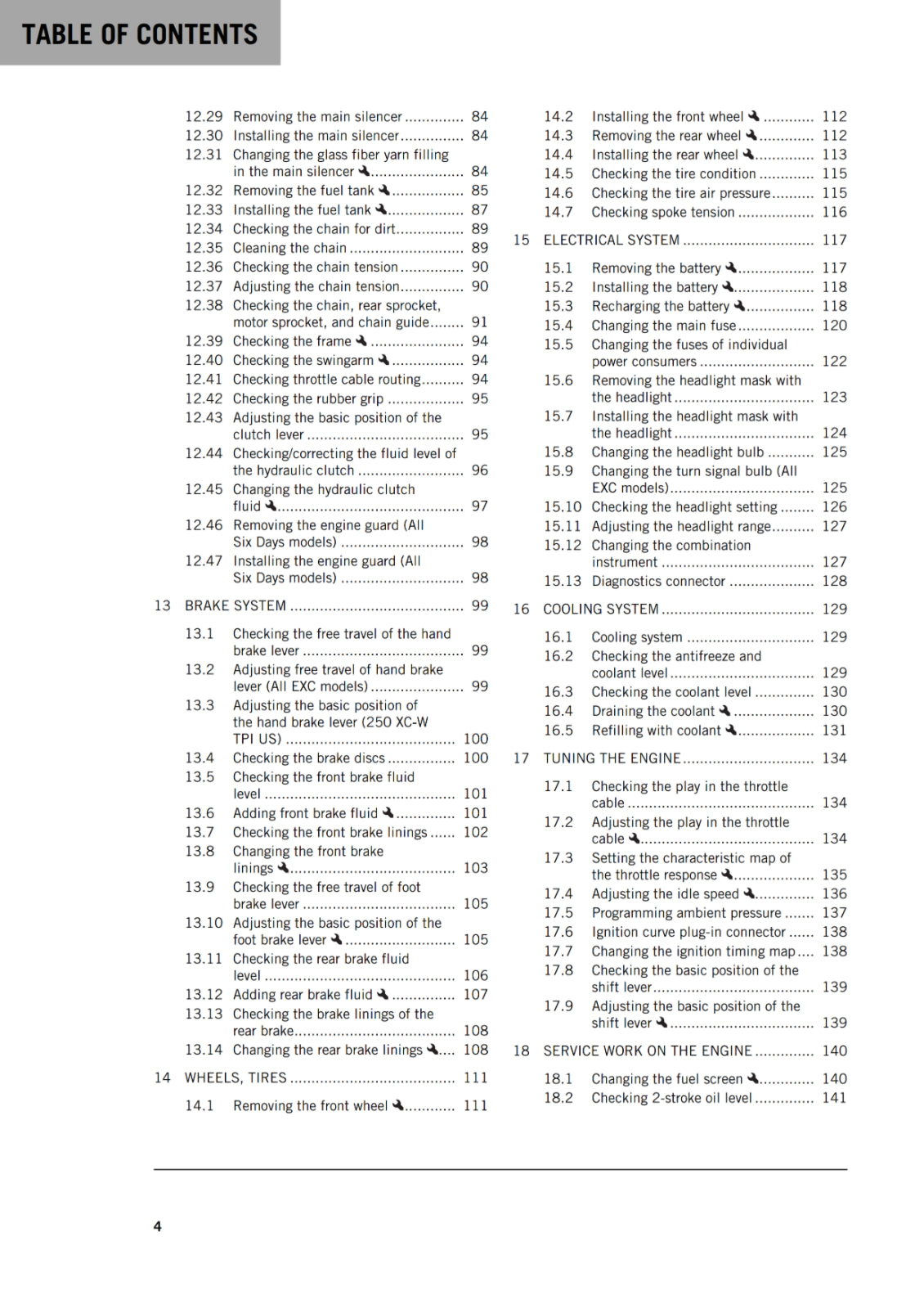 KTM 2018 - 250 300 EXC SIX DAYS XC-W TPI - OWNERS MANUAL USER GUIDE