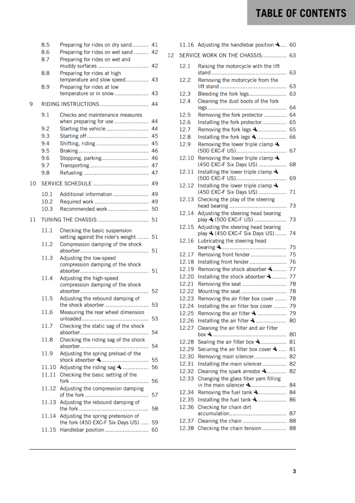 KTM 2018 - 450 500 EXC-F US - OWNERS MANUAL USER GUIDE
