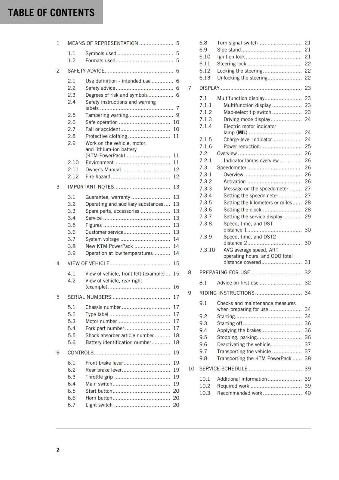 KTM 2018 - FREERIDE E-XC - OWNERS MANUAL USER GUIDE