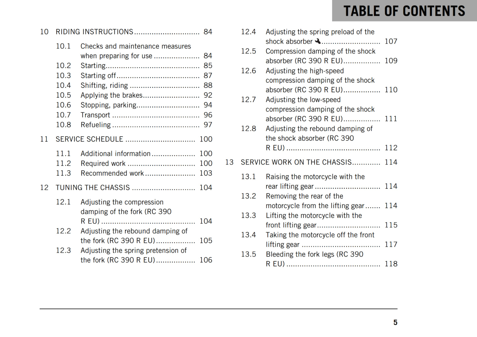 KTM 2018 - RC 390- OWNERS MANUAL USER GUIDE