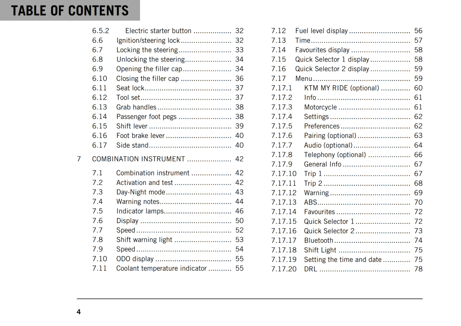 KTM 2018 - 390 DUKE - OWNERS MANUAL USER GUIDE