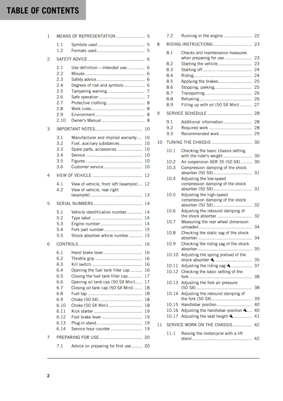 Official KTM 2019 50 SX & 50 SX Mini Owners Manual (Digital & Physical Copy)