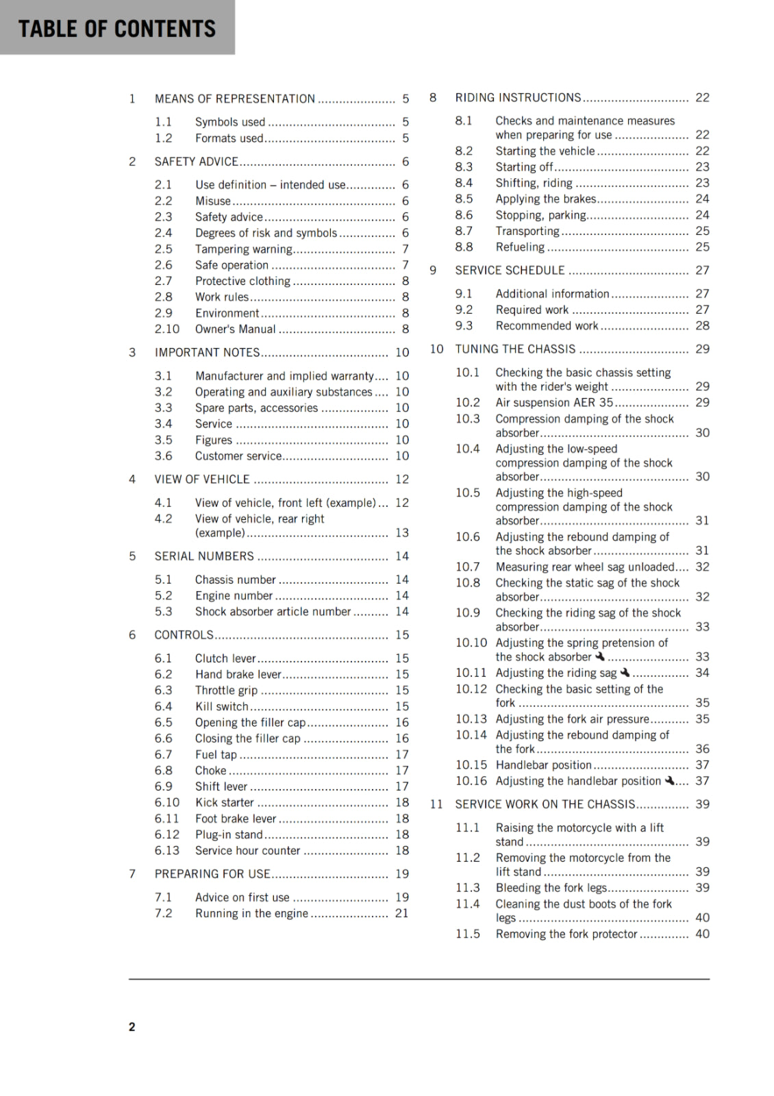 KTM 2019 - 65 SX - OWNERS MANUAL USER GUIDE