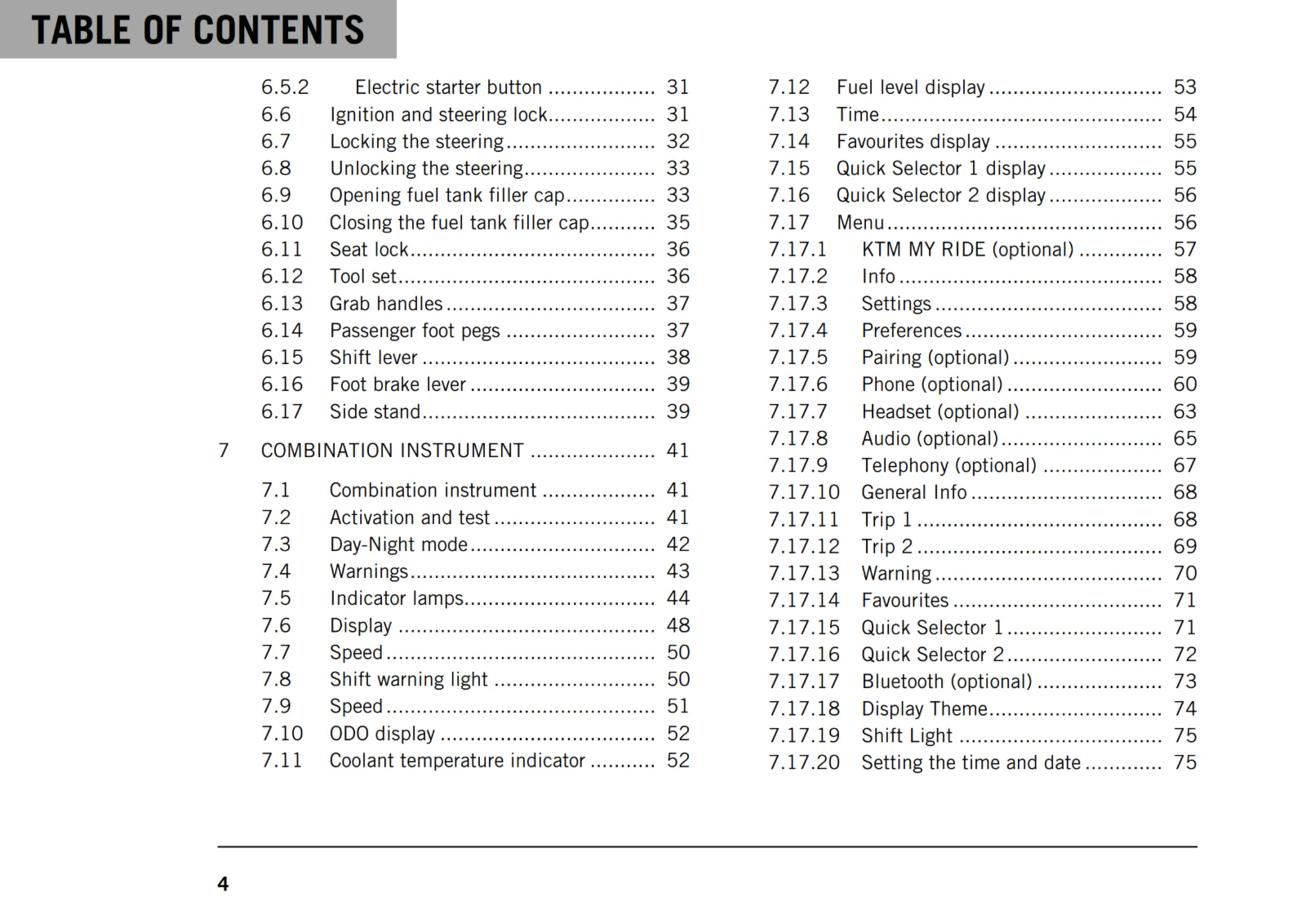 KTM 2019 - 125 DUKE - OWNERS MANUAL USER GUID9