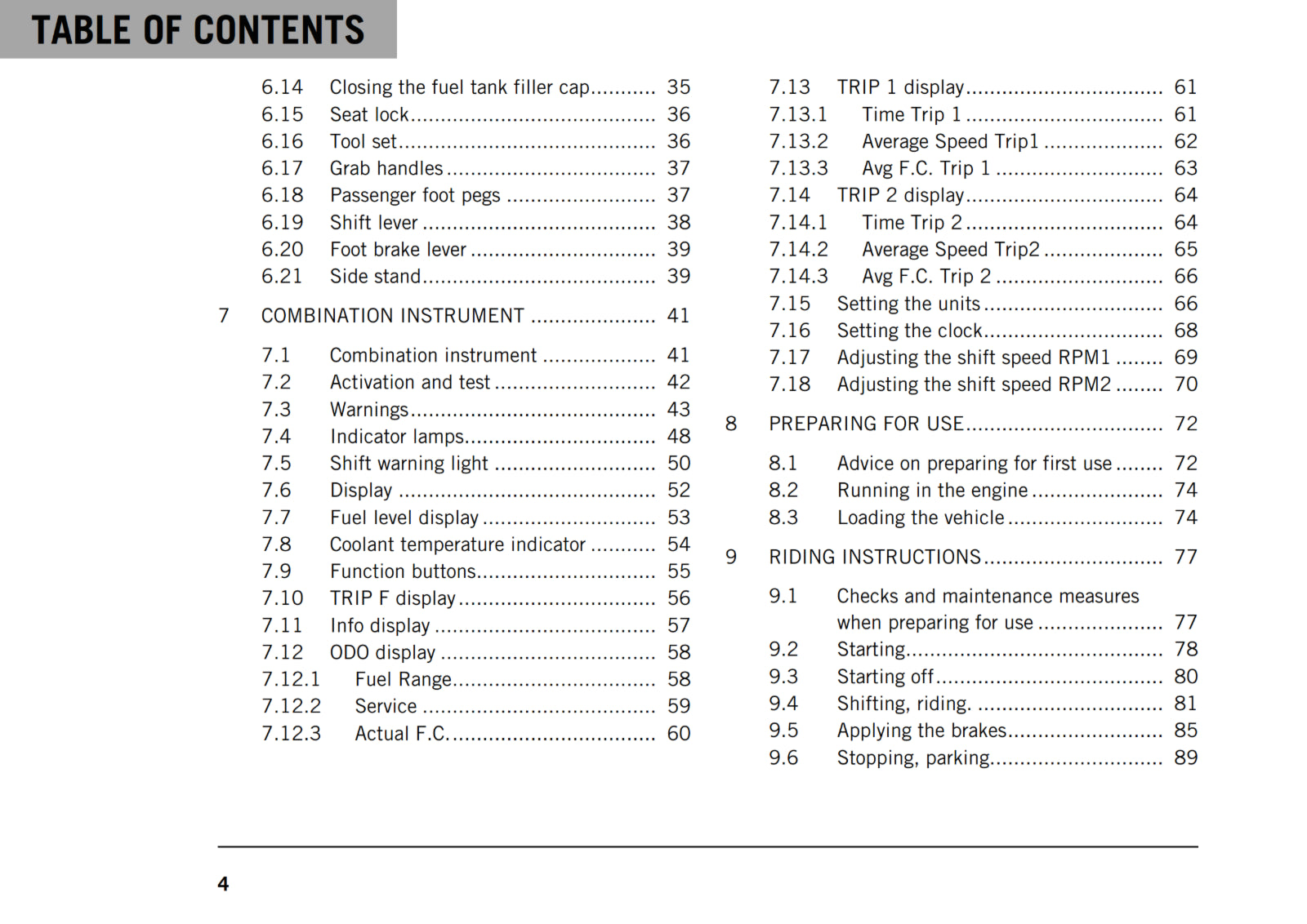 KTM 2019 - 250 DUKE - OWNERS MANUAL USER GUIDE