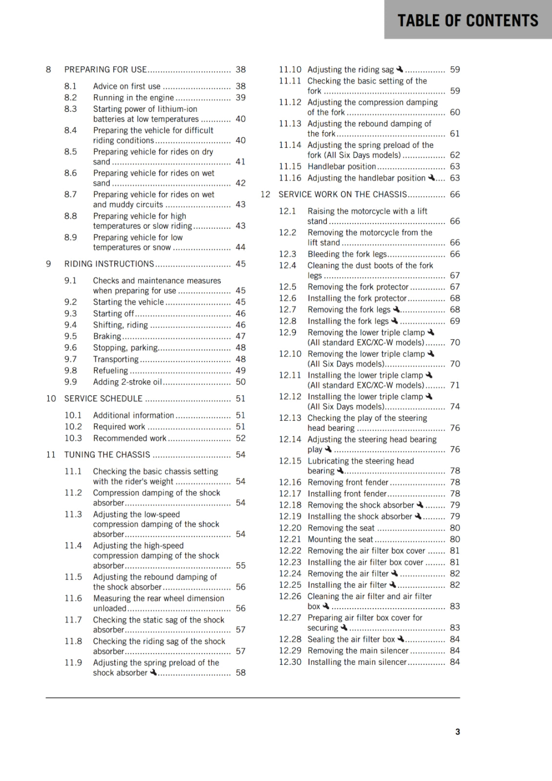 KTM 2019 - 250 300 EXC XC-W SIX DAYS TPI - OWNERS MANUAL USER GUIDE