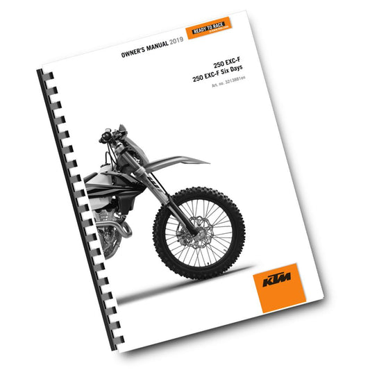 Official KTM 2019 250 EXC-F & 250 EXC-F Six Days Owners Manual (Digital & Physical Copy)