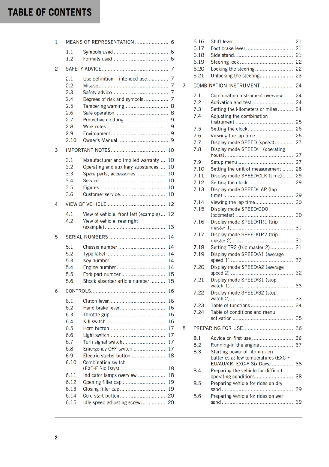 Official KTM 2019 250 EXC-F & 250 EXC-F Six Days Owners Manual (Digital & Physical Copy)