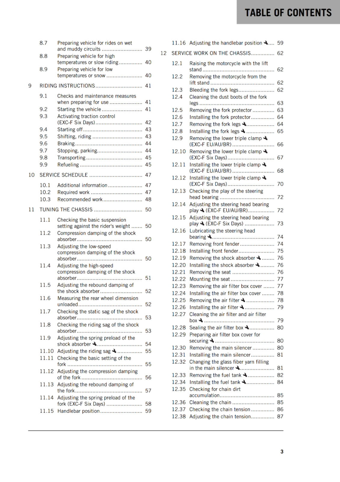 KTM 2019 - 350 EXC-F SIX DAYS - OWNERS MANUAL USER GUIDE