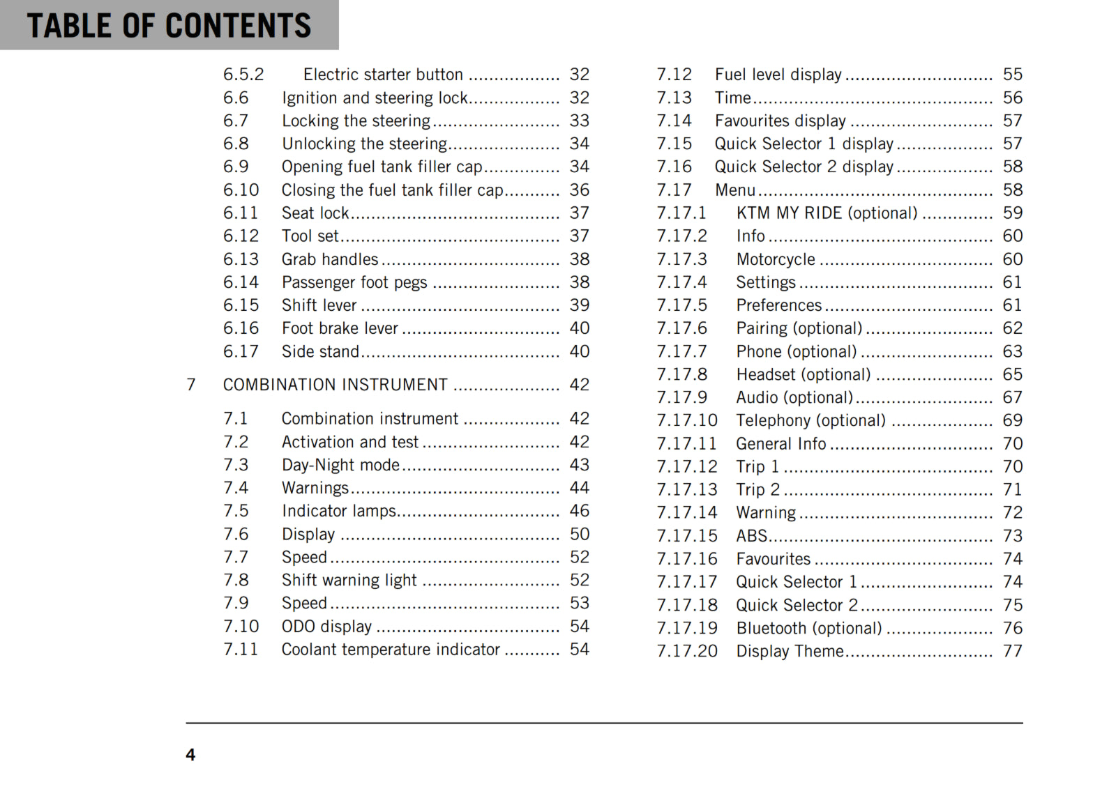 KTM 2019 - 390 DUKE - OWNERS MANUAL USER GUIDE
