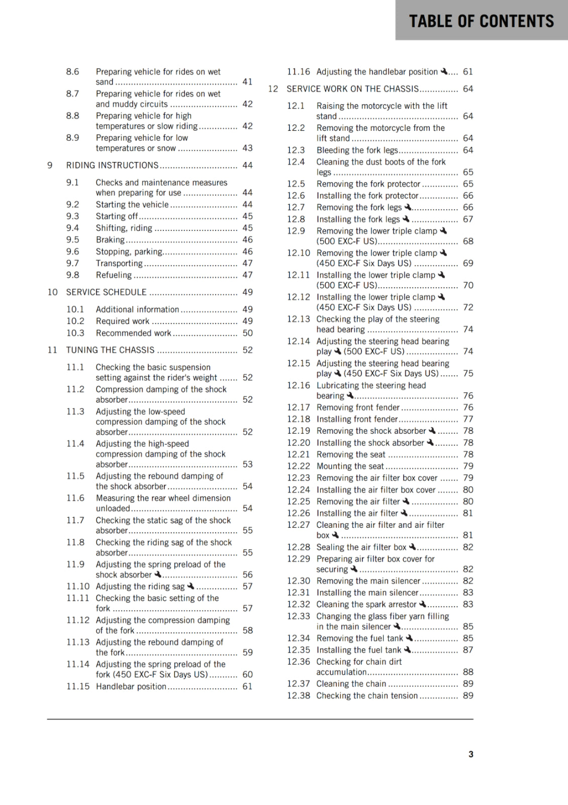 KTM 2019 - 450 500 EXC-F SIX DAYS - OWNERS MANUAL USER GUIDE