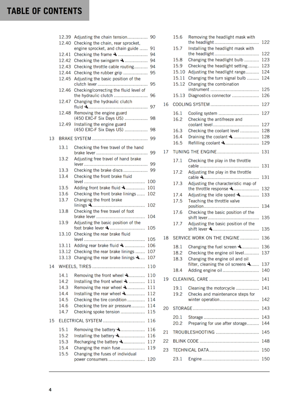 KTM 2019 - 450 500 EXC-F SIX DAYS - OWNERS MANUAL USER GUIDE