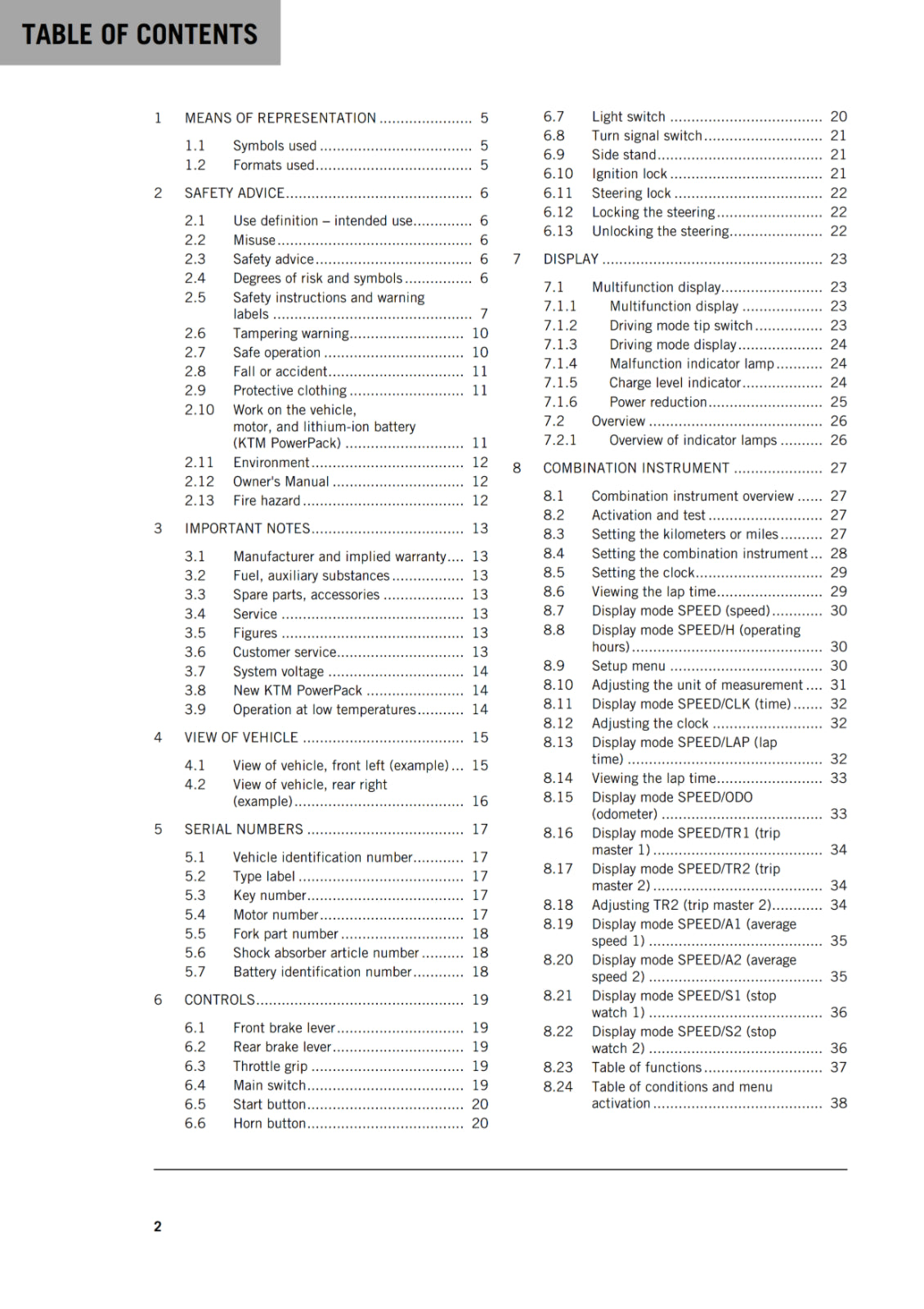 Official KTM 2019 Freeride E-XC Owners Manual (Digital & Physical Copy)