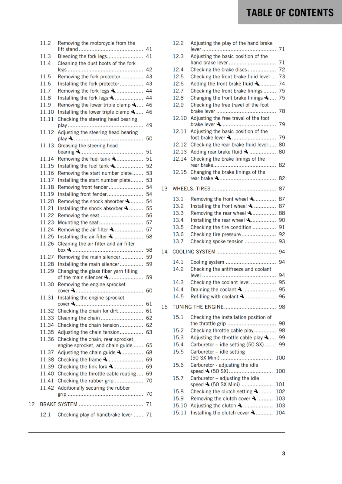 KTM 2020 - 50 SX MINI - OWNERS MANUAL USER GUIDE