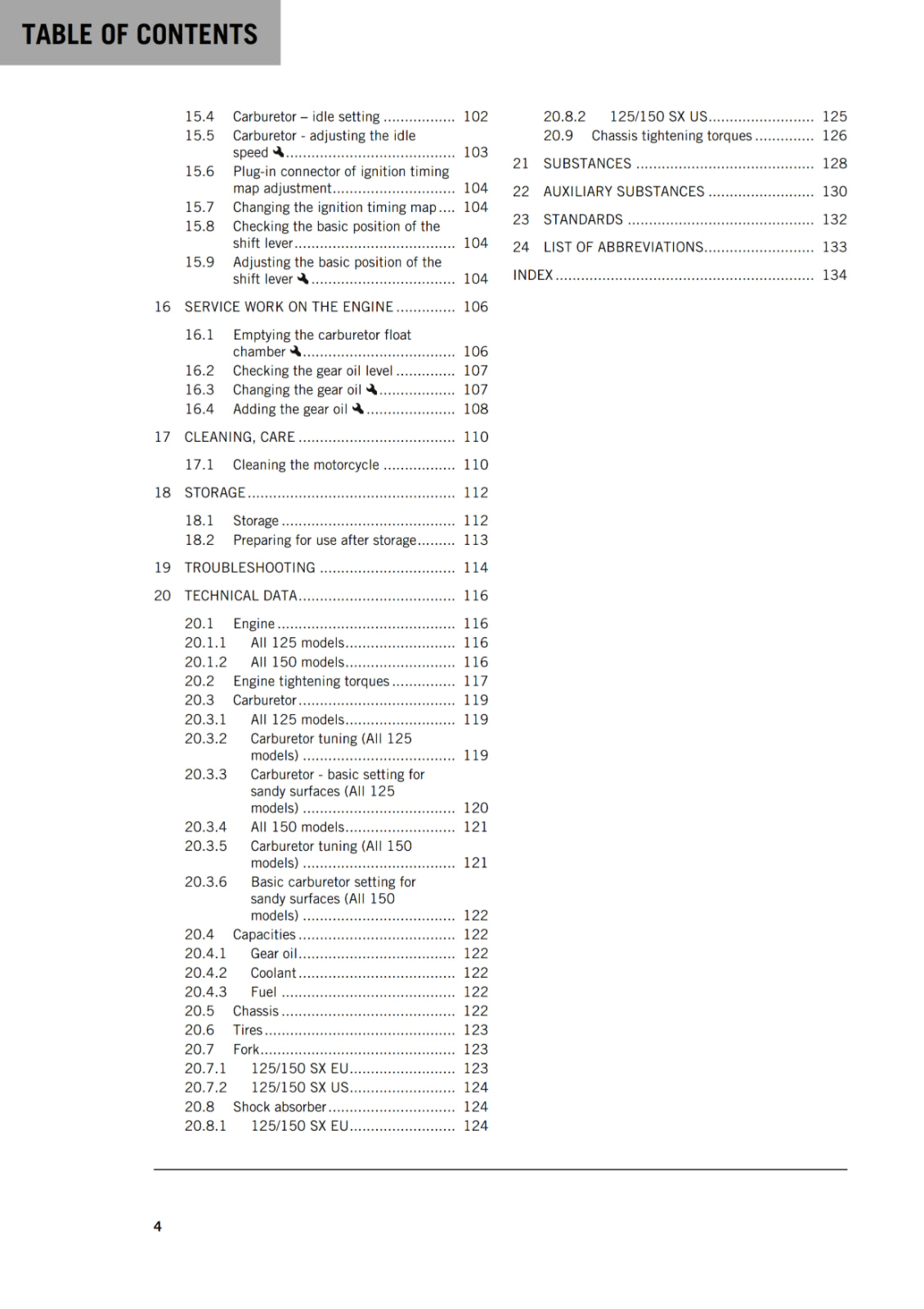 Official KTM 2020 125 SX & 150 SX Owners Manual (Digital & Physical Copy)