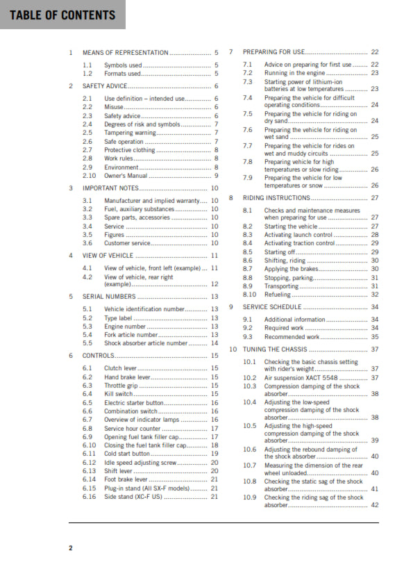 Official KTM 2020 350 SX-F & 350 XC-F Owners Manual (Digital & Physical Copy)