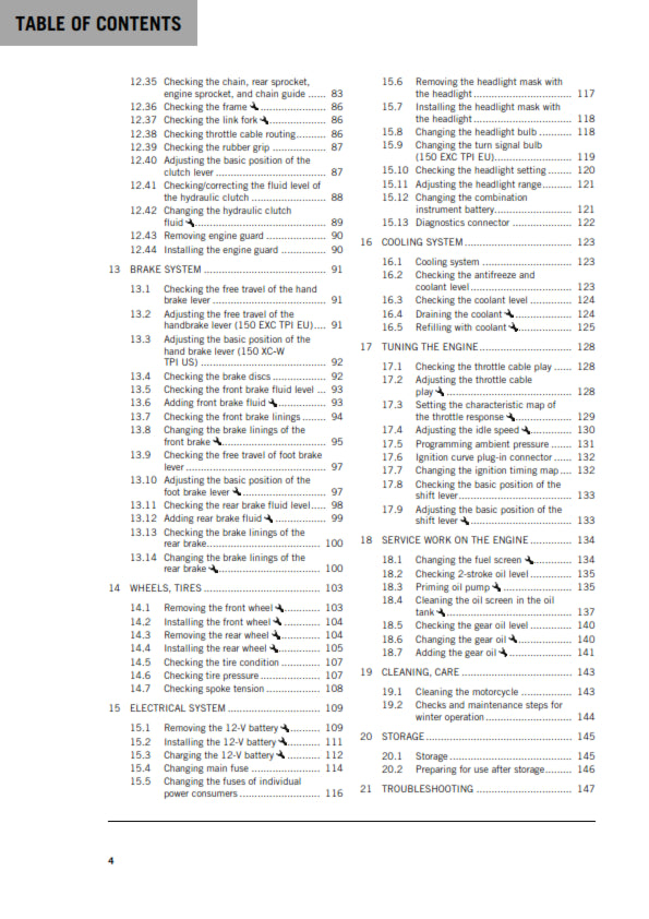 Official KTM 2020 150 EXC TPI & 150 XC-W TPI Owners Manual (Digital & Physical Copy)