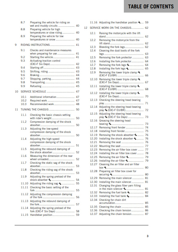 Official KTM 2020 250 EXC-F & EXC-F Six Days Owners Manual (Digital & Physical Copy)
