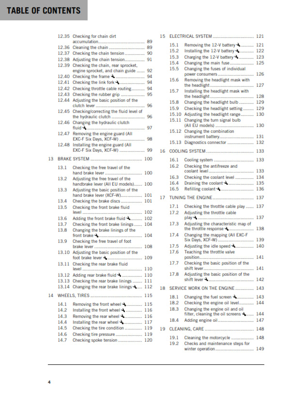 KTM 2020 - 400 500 EXC-F XCF-W SIX DAYS - OWNERS MANUAL USER GUIDE