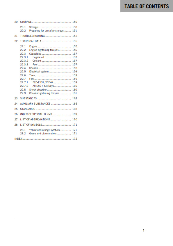KTM 2020 - 400 500 EXC-F XCF-W SIX DAYS - OWNERS MANUAL USER GUIDE