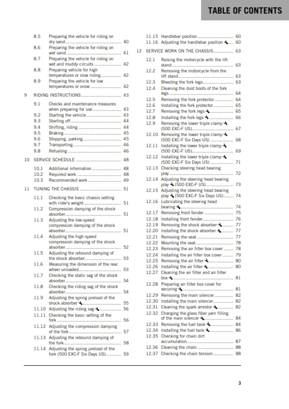 KTM 2020 - 500 EXC-F SIX DAYS US - OWNERS MANUAL USER GUIDE