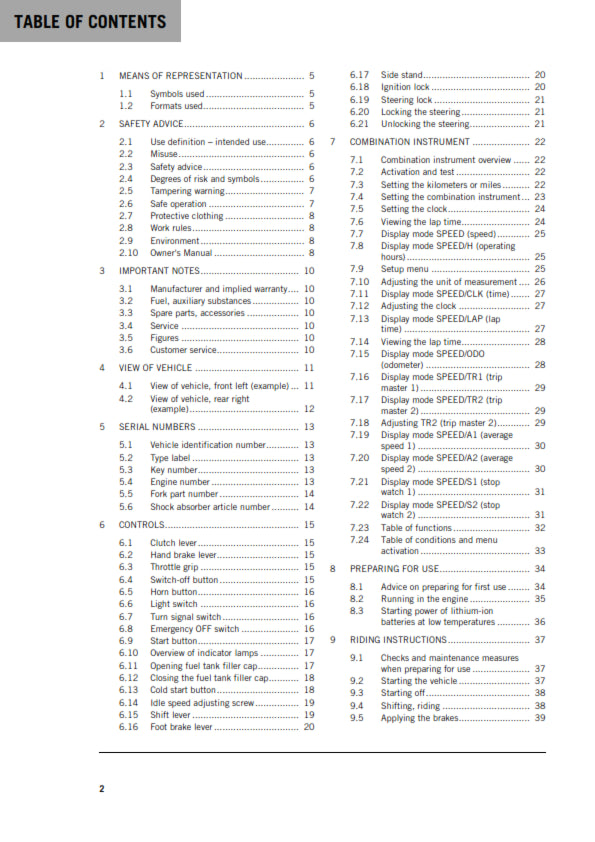 KTM 2020 - FREERIDE 250 F - OWNERS MANUAL USER GUIDE