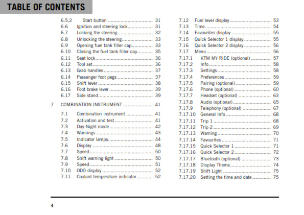 Official KTM 2020 125 Duke Owners Manual (Digital & Physical Copy)