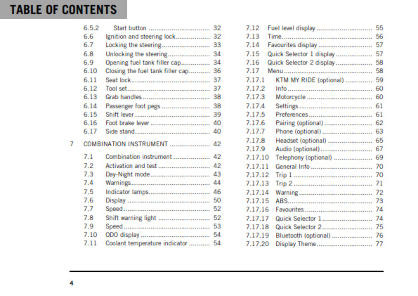 Official KTM 2020 390 Duke Owners Manual (Digital & Physical Copy)