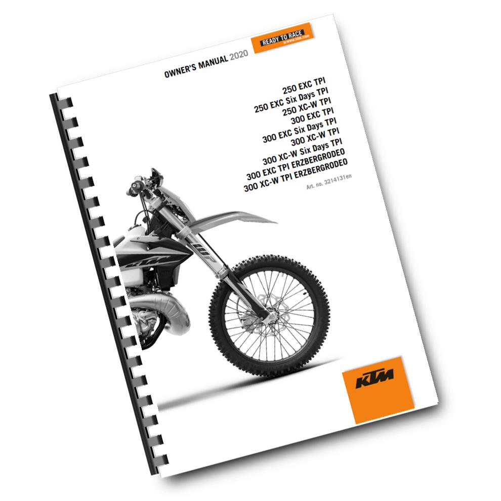 Official KTM 2020 250 & 300 XC-W, EXC Six Days, TPI & Erzbergrodeo Owners Manual (Digital & Physical Copy)