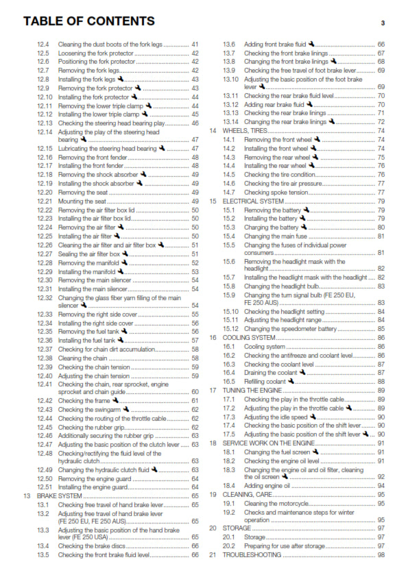 Official Husqvarna 2014 FE 250 EU, AUS & USA Owners Manual (Digital & Physical Copy)