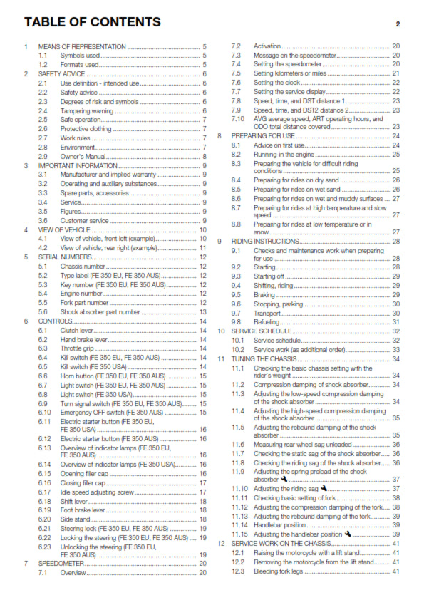 Official Husqvarna 2014 FE 350 EU, AUS & USA Owners Manual (Digital & Physical Copy)