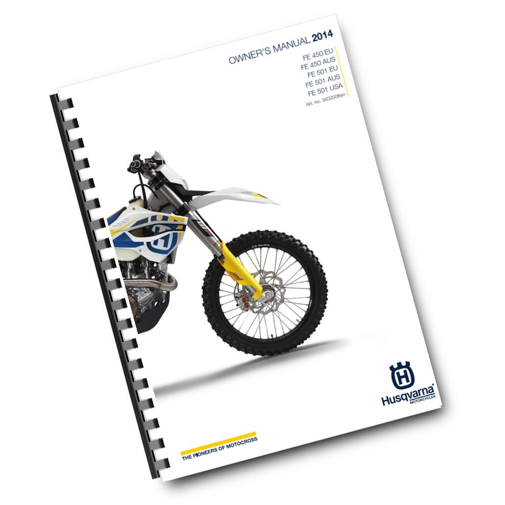 Official Husqvarna 2014 FE 450 & FE 501 EU, AUS & USA Owners Manual (Digital & Physical Copy)