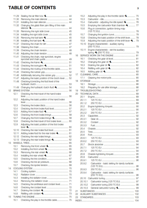 Official Husqvarna 2014 125 & 250 TC EU Owners Manual (Digital & Physical Copy)